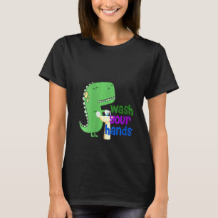 Camiseta Las Mujeres Cute Dino T Rex Lávate Las Manos