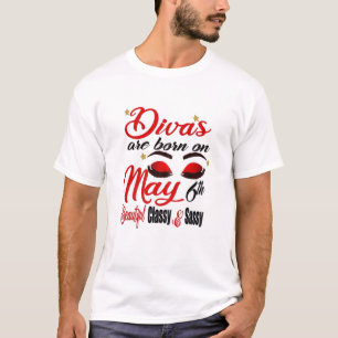 Camiseta Las Mujeres Cute Divas Nacen El 6 De Mayo Naciendo