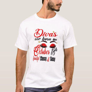 Camiseta Las Mujeres Cute Divas Nacieron El 18 De Octubre E