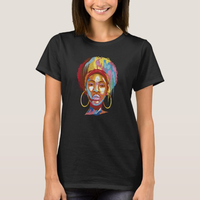Camiseta Las mujeres de la reina negra afro melanina gotean (Anverso)