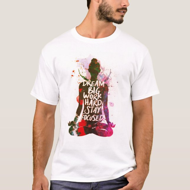 Camiseta las mujeres del yoga acuarelas sueñan mucho trabaj (Anverso)