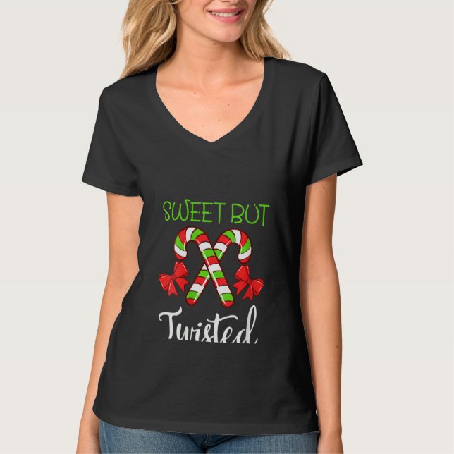 Camiseta Las mujeres dulces pero torcidas Caña de caramelo  (Anverso)