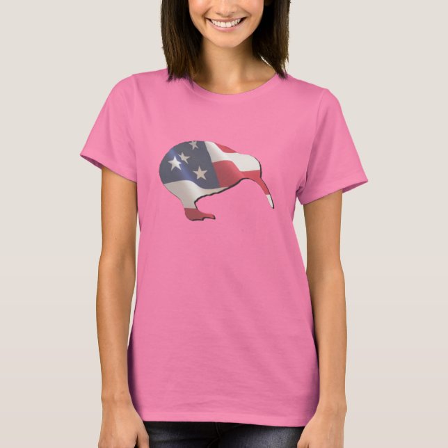 Camiseta Las mujeres estadounidenses de Kiwi Ringer T-Shirt (Anverso)