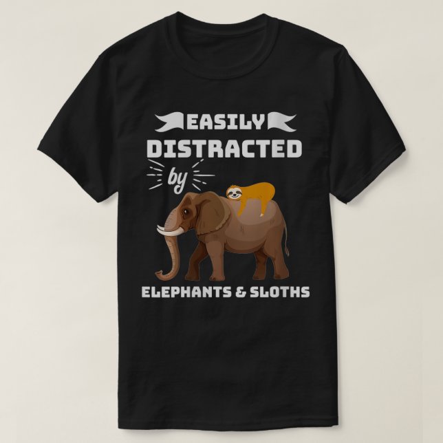 Camiseta Las Mujeres Fácilmente Distradas Por Lemas Y Elefa (Diseño del anverso)