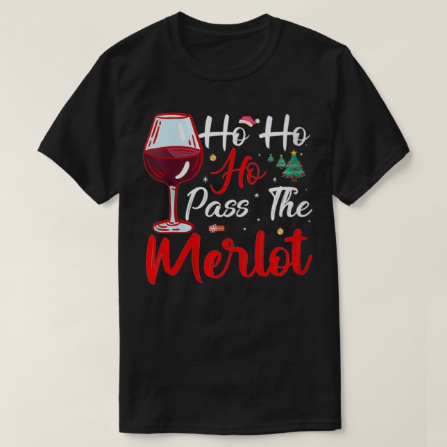 Camiseta Las Mujeres Ho Ho Ho Paso Los Navidades Merlot Gif (Diseño del anverso)