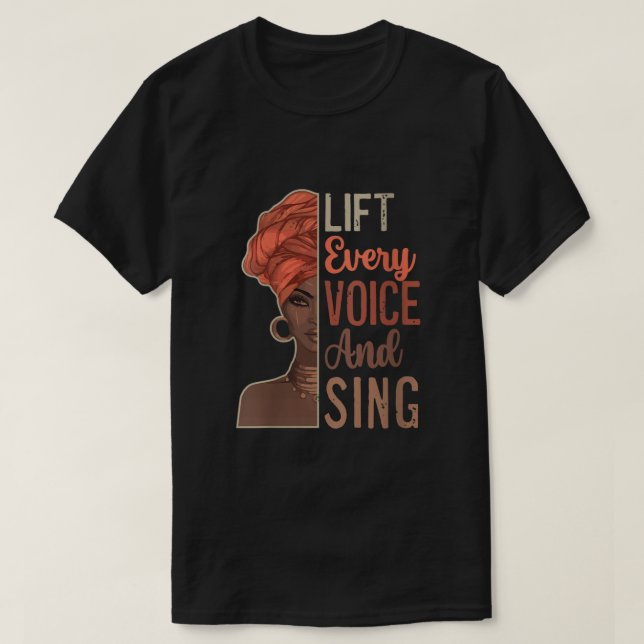 Camiseta Las Mujeres Junetéi Levantan Cada Voz Canta Black  (Diseño del anverso)