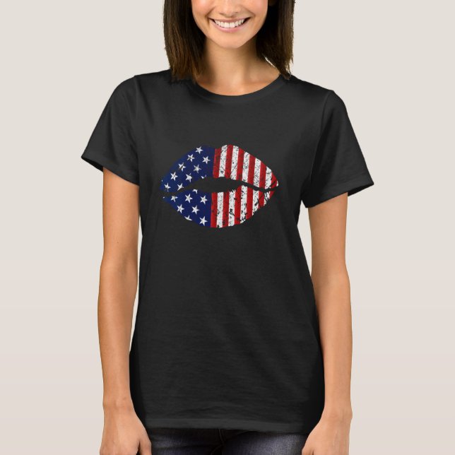 Camiseta Las Mujeres Lidian La Bandera Estadounidense 4 De  (Anverso)