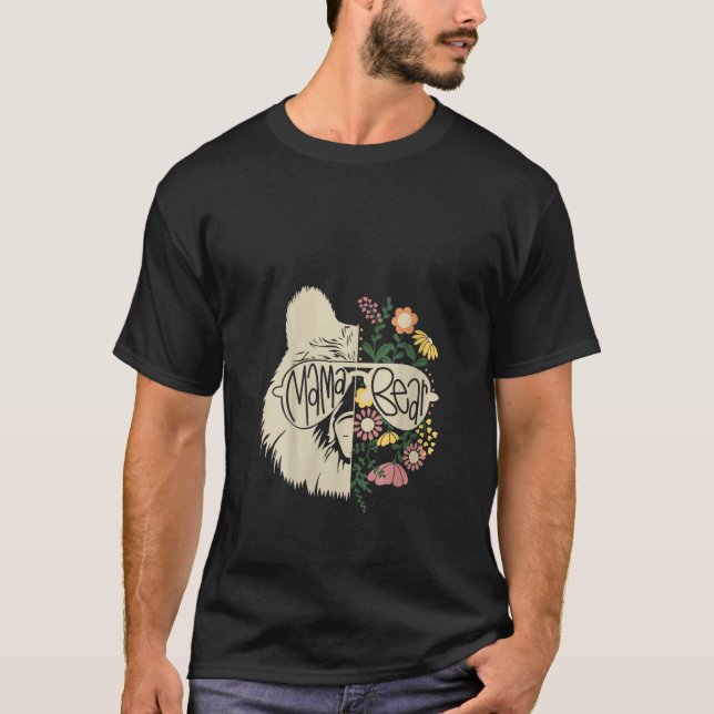 Camiseta Las Mujeres Mamá Llevan Medio Oso Medio Flor Hippi (Anverso)