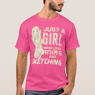 Camiseta Las Mujeres Manga Son Sólo Un Chica Que Ama El Ani
