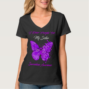 Camiseta Las Mujeres Mariposa Que Llevo Púrpura Por Mi Herm