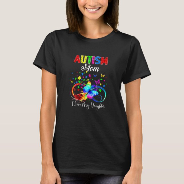 Camiseta Las mujeres mariposas autismo mamá me encanta mi h (Anverso)