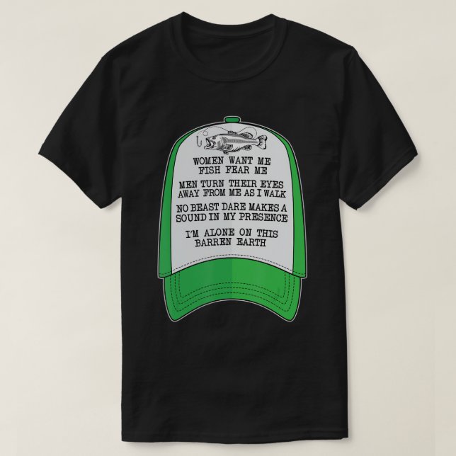 Camiseta Las mujeres me quieren, los peces me temen Gorra v (Diseño del anverso)