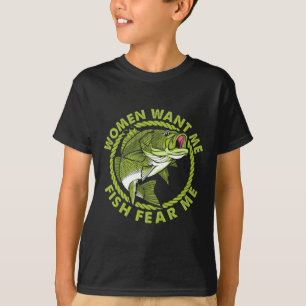 Camiseta Las Mujeres Me Quieren Pescar Miedo A Mí Pesca Gra