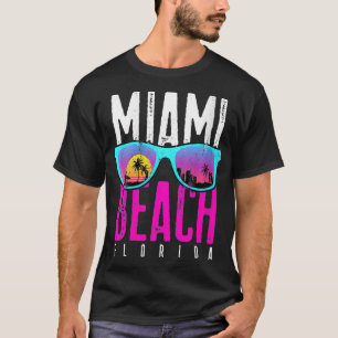 Camiseta Las mujeres Miami Beach Florida Sunset Retro Souve