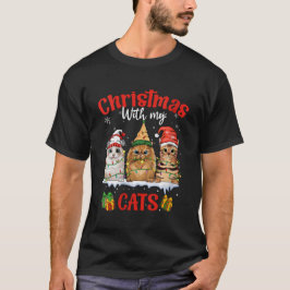 Camiseta Las mujeres moran y brillan con los gatos Navidade