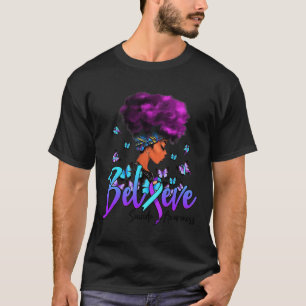 Camiseta Las Mujeres Negras Creen Suicidio Morado Y Verde a