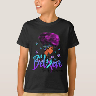 Camiseta Las Mujeres Negras Creen Suicidio Morado Y Verde a