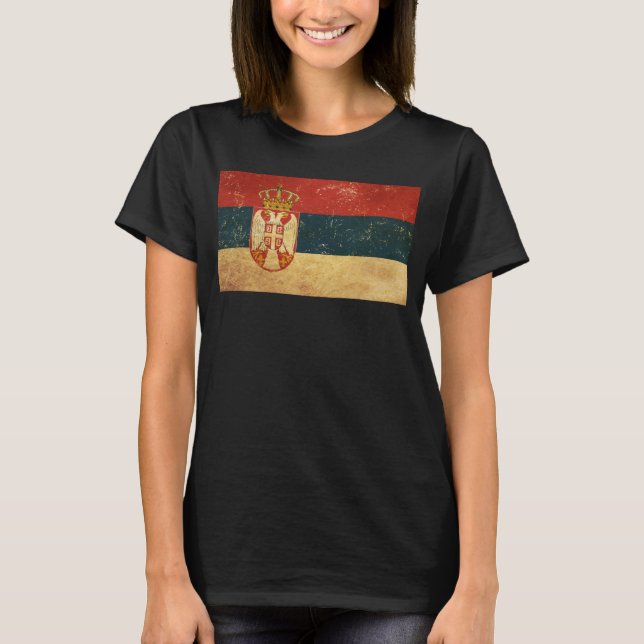Camiseta Las mujeres negras de la bandera de Serbia (Anverso)