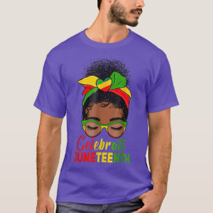 Camiseta Las mujeres negras desordenadas Bun Junetteen cele