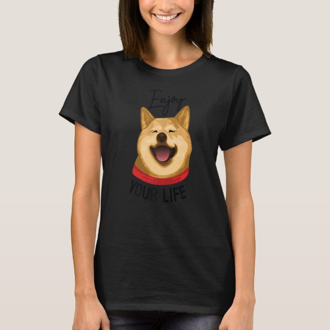 Camiseta Las Mujeres Perro Encantador Shiba Inu Disfrutan T (Anverso)