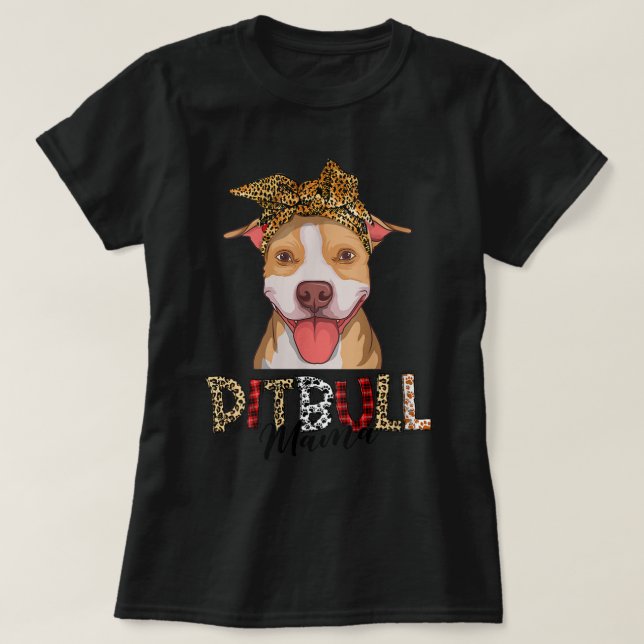 Camiseta Las mujeres Pittie Mama Pitbull Funny Leopard Moth (Diseño del anverso)