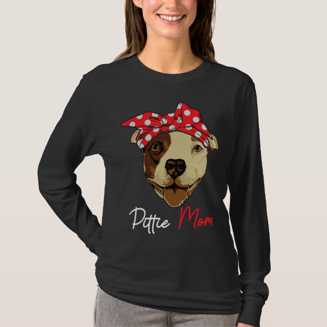 Camiseta Las mujeres Pittie Mamá Pitbull Perro ama a una fa (Anverso)