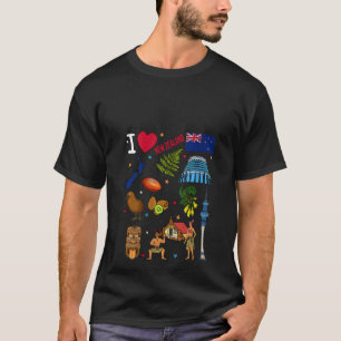 Camiseta Las mujeres que amo Nueva Zelanda. Hand draw NZ La