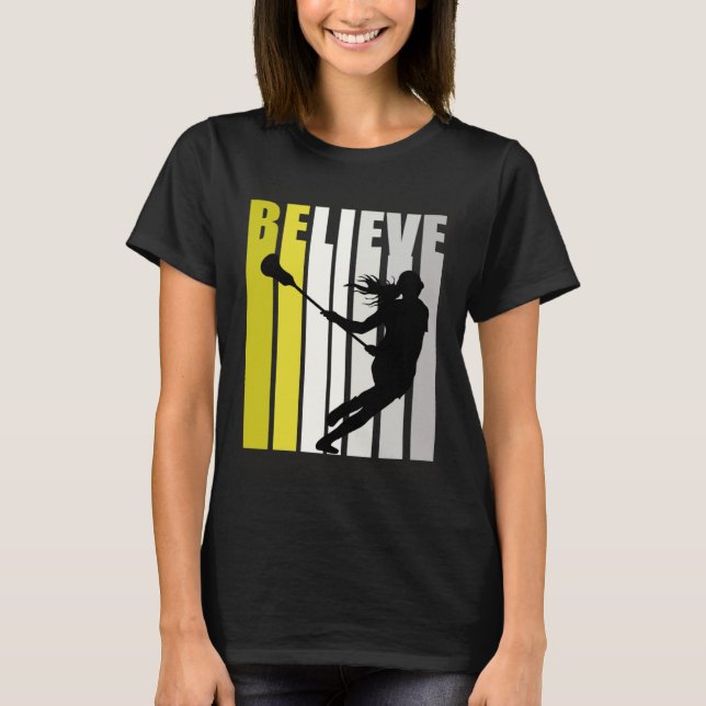 Camiseta Las mujeres retro amarillas creen que Lacrosse es  (Anverso)