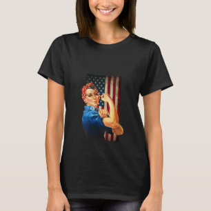 Camiseta Las mujeres rosie the Riveter y la bandera estadou