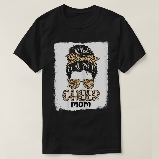 Camiseta Las mujeres se burlan de Bun Cheer Mom Funny Leopa (Diseño del anverso)