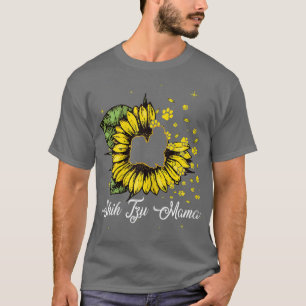 Camiseta Las mujeres se burlan de Shih Tzu Mama Sunflower D