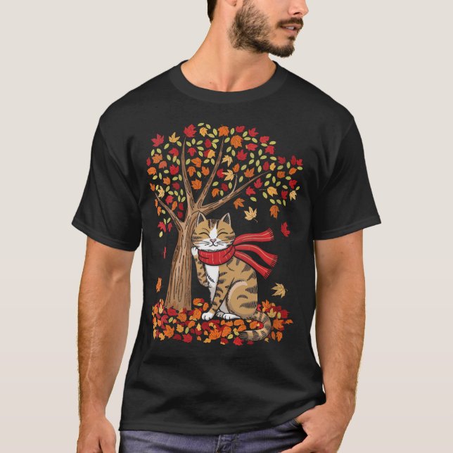 Camiseta Las Mujeres Se Caen En El Árbol De Hojas De Gato H (Anverso)