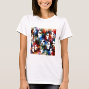Camiseta las mujeres se enfrentan a las acuarelas abstracta