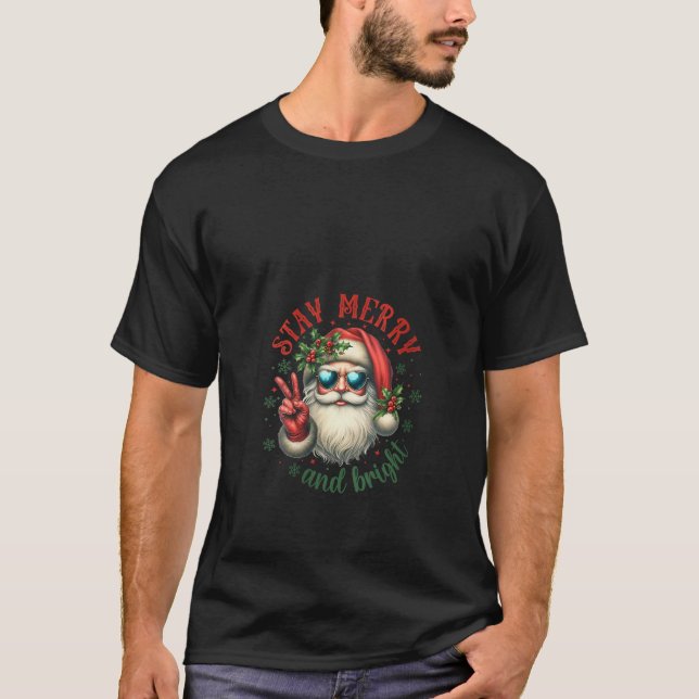 Camiseta Las Mujeres Se Quedan Feliz Y Brillante Papá Noel (Anverso)