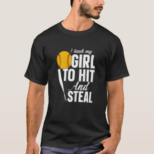Camiseta Las Mujeres Softball Mamá Le Enseño A Mi Chica A G
