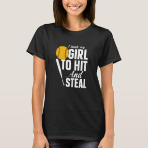 Camiseta Las Mujeres Softball Mamá Le Enseño A Mi Chica A G