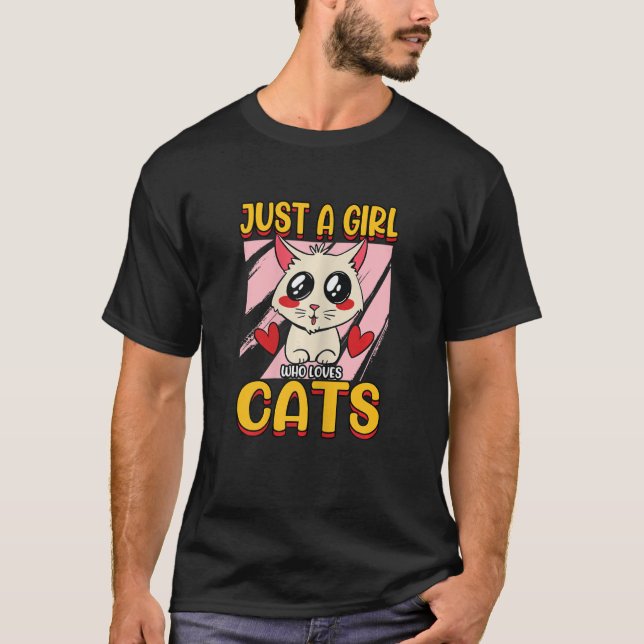 Camiseta Las Mujeres Sólo Un Chica Que Ama A Los Gatos Gato (Anverso)