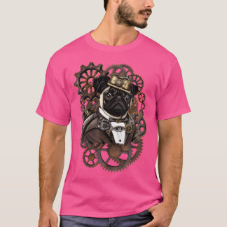Camiseta Las mujeres Steampunk Pugs Art Pug Perros Amantes