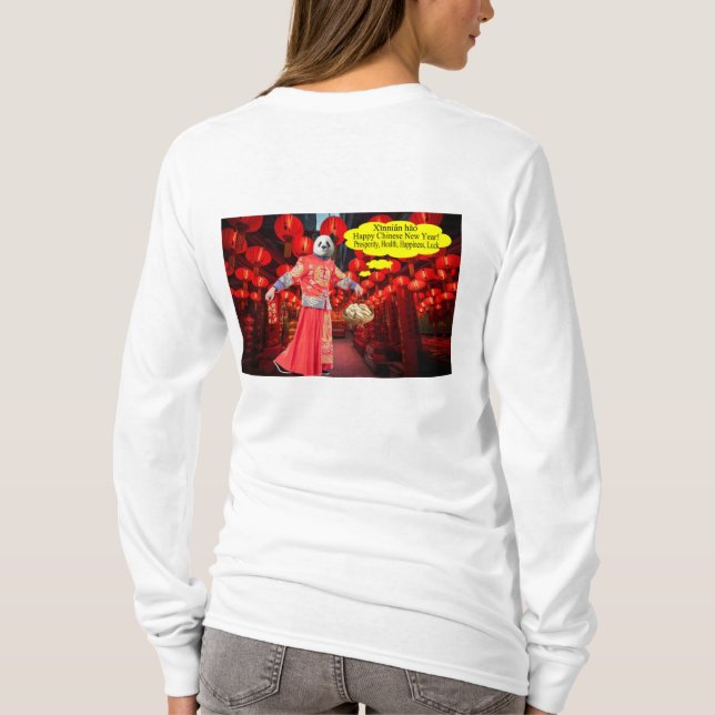 Camiseta las mujeres tienen tee. Feliz Año Nuevo Chino. pan (Reverso)