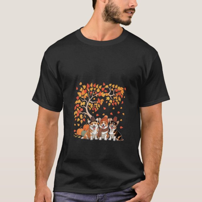 Camiseta Las Mujeres Tres Calabazas De Corgis Cuestas Bajo  (Anverso)