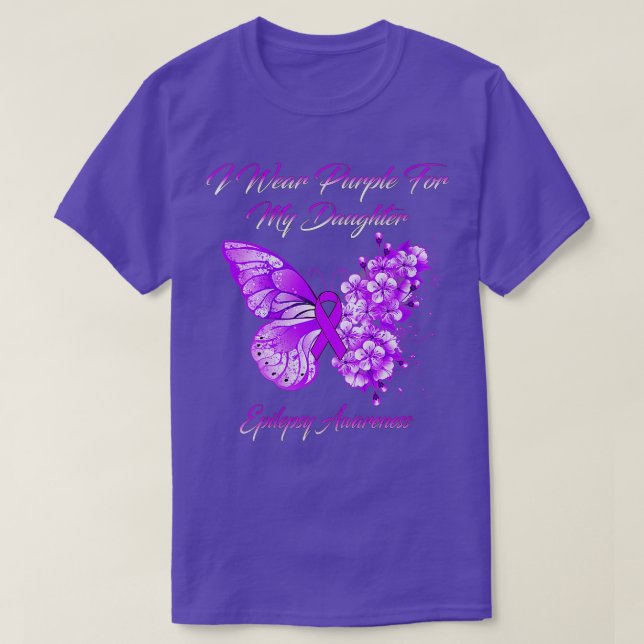 Camiseta Las Mujeres Usan Púrpura Para La Hija Epilepsia Gu (Diseño del anverso)