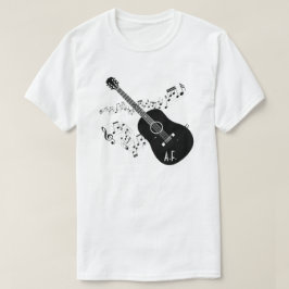 Camiseta Las notas de la guitarra acústica y de la música