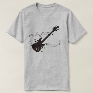 Camiseta Las notas de la guitarra eléctrica y de la músic