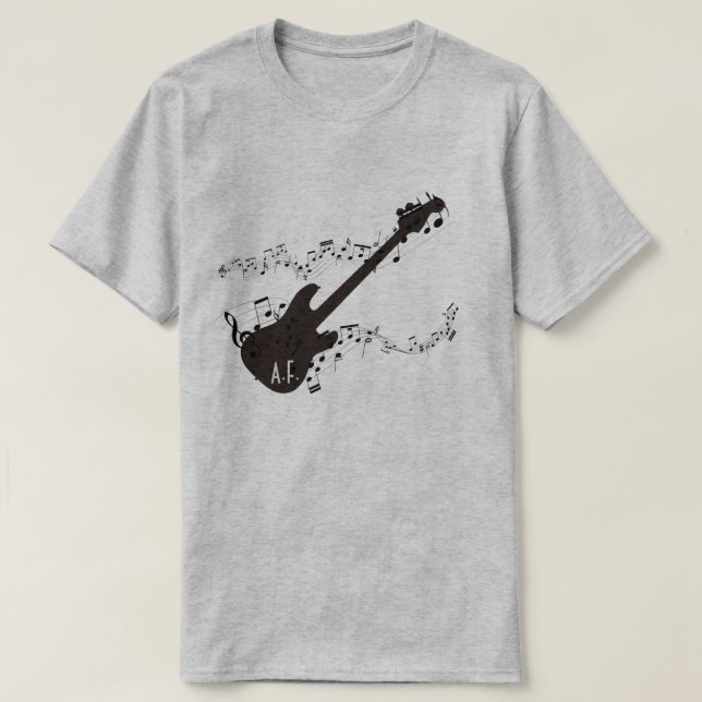 Camiseta Las notas de la guitarra eléctrica y de la música (Diseño del anverso)