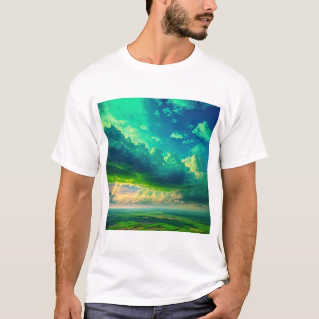 Camiseta Las nubes de la vista verde invernal (Anverso)