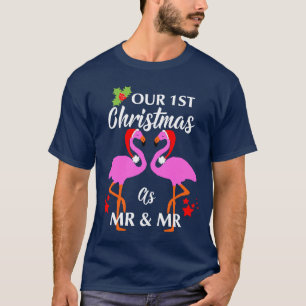 Camiseta Las Parejas Gays Primero Navidad Como Sr. y Sr. Gr