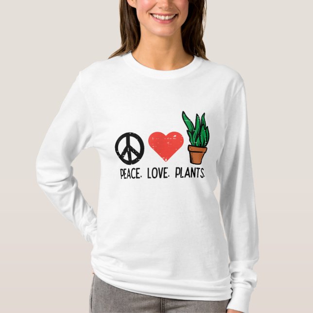 Camiseta Las plantas de amor de la paz jardineros hippie ho (Anverso)
