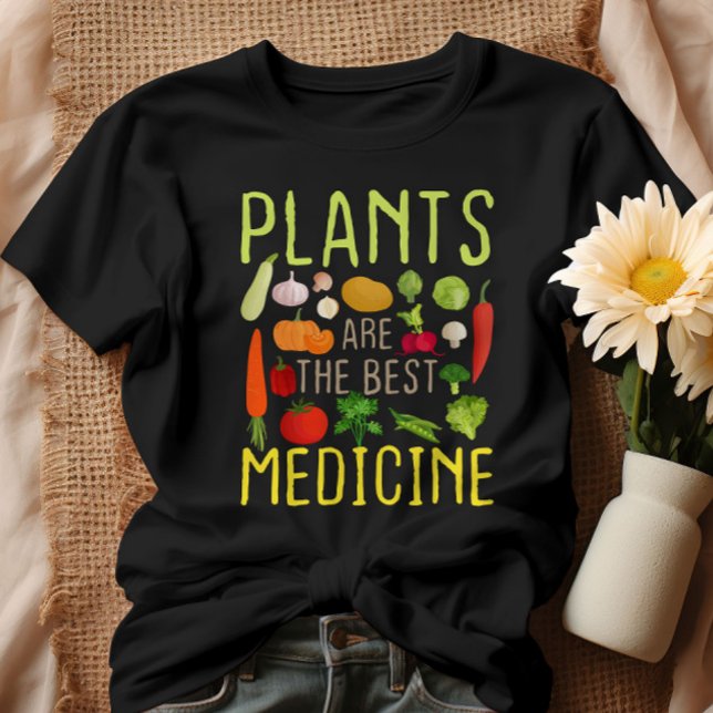 Camiseta Las Plantas Son La Mejor Medicina Guay Vegetariana (Subido por el creador)
