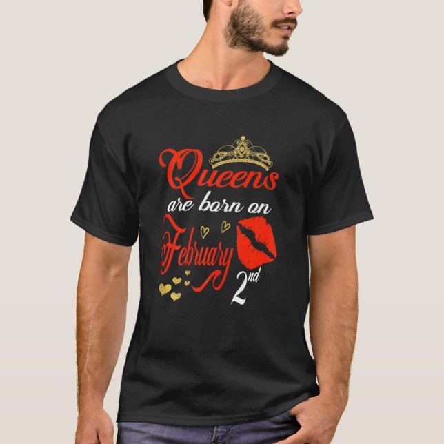 Camiseta Las Queens Nacieron El 2 De Febrero En Aquarius Bi (Anverso)