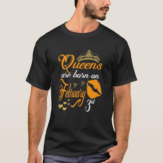 Camiseta Las Queens Nacieron El 3 De Febrero En Aquarius Bi (Anverso)